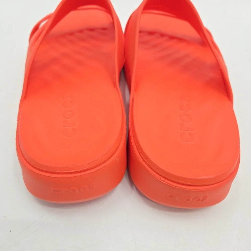 Crocs Getaway Sandals Strappy Women Size 10 Orange Platform Bright Slip On Shoes - Picture 6 of 10